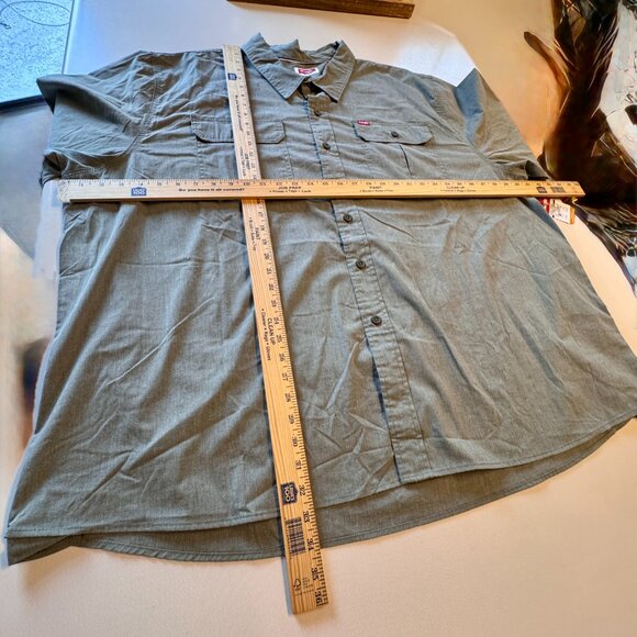 Wrangler Shirt Mens Size 4XL Oliver Heather Green Long Sleeve Western Ranch Work - Picture 5 of 10